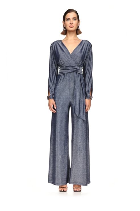 Shiny knit full-length jumpsuit