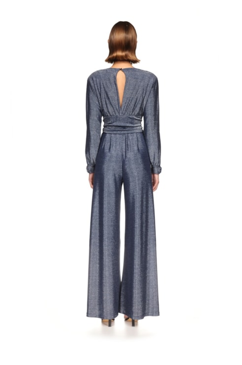 Shiny knit full-length jumpsuit