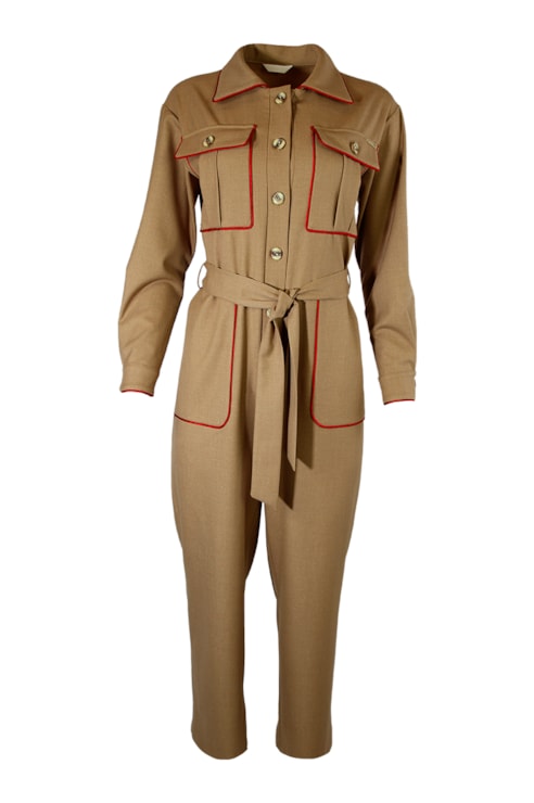 Jumpsuit with Contrasting Piped Pockets