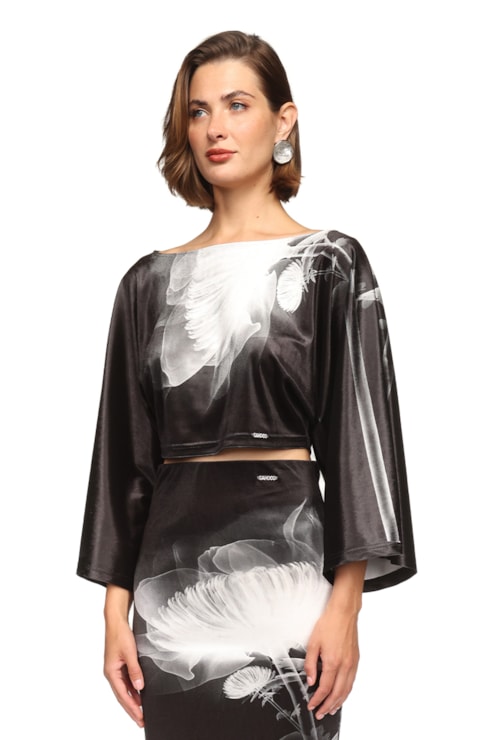 Printed velvet blouse