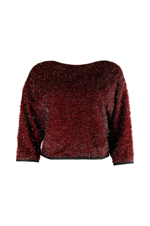 Camisola cropped fio metalizado