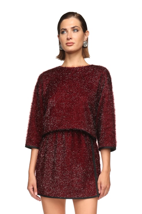 Camisola cropped fio metalizado