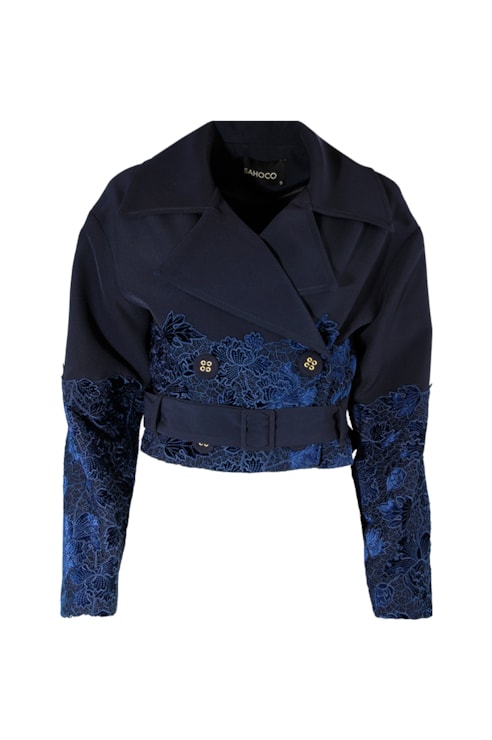 Crossed-Front Jacket Combined with Lace