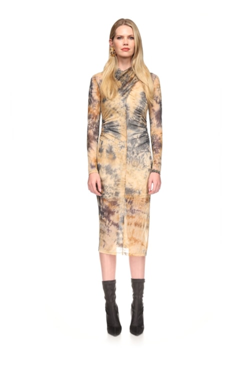 Midi dress in printed tulle