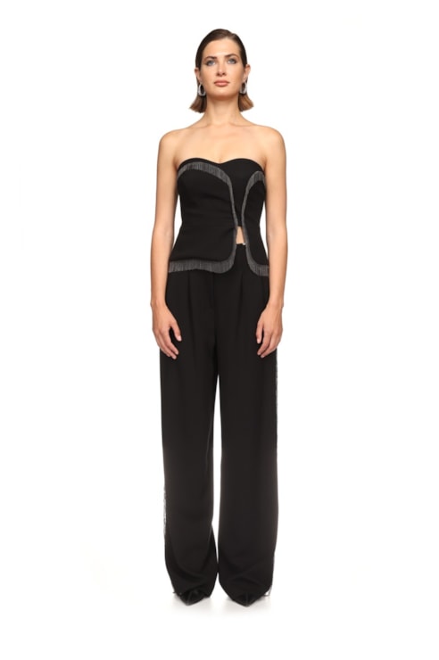 Pantaloons with metallic bangs
