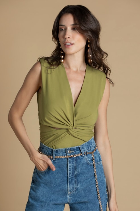 Cotton bodysuit with gathering
