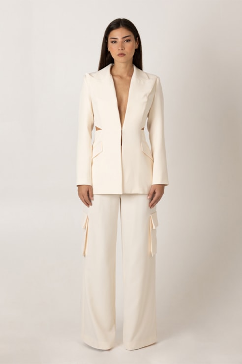 High waisted straight cut trousers