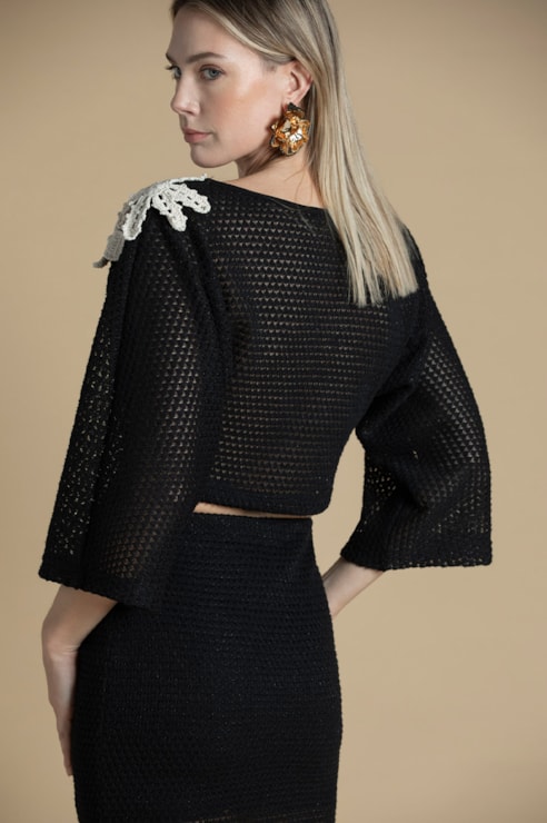 Knit Top with Floral Detail