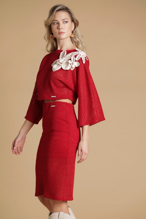 Knit midi skirt