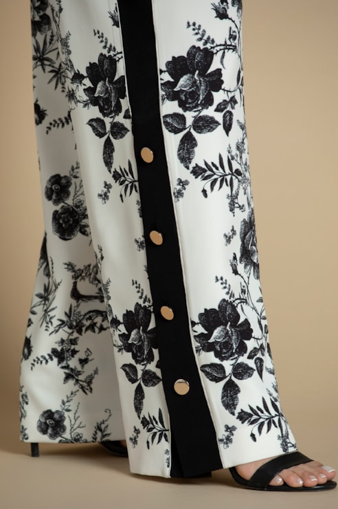 Calças largas com estampado floral