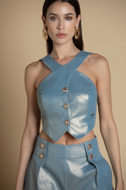 Crossed-Strap Halter Vest