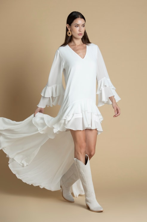 Frilled asymmetric dress