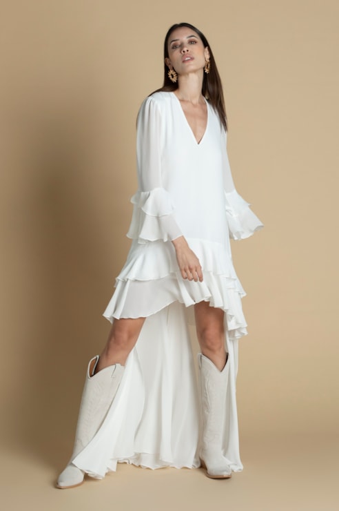 Frilled asymmetric dress