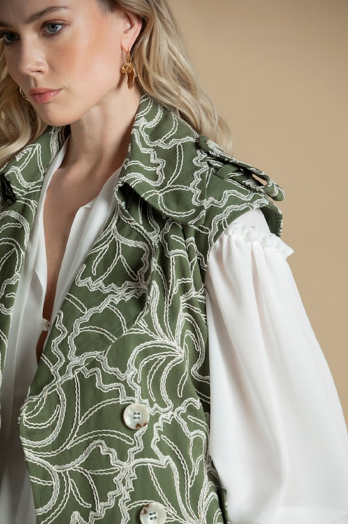 Embroidered Trench Gilet