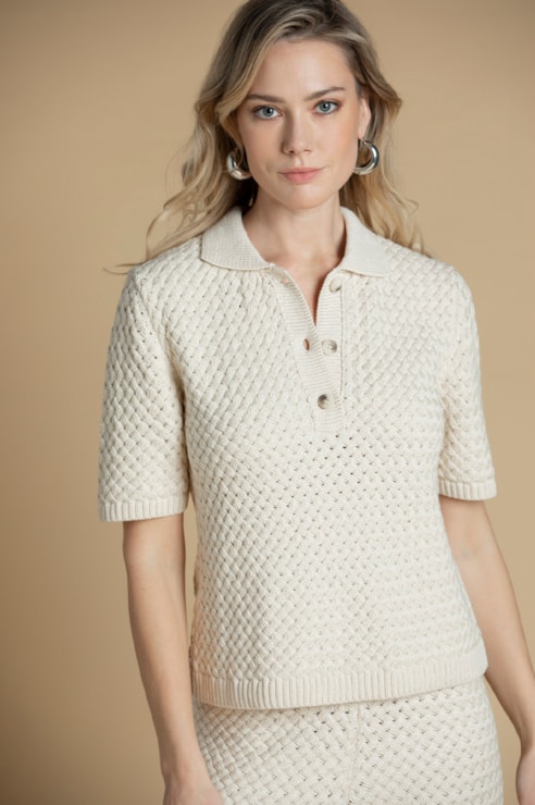 Perforated Knit Polo