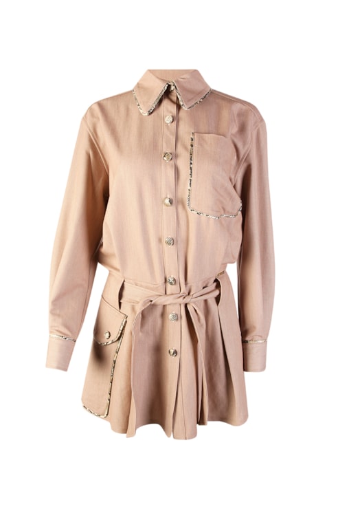 Short jumpsuit with belt