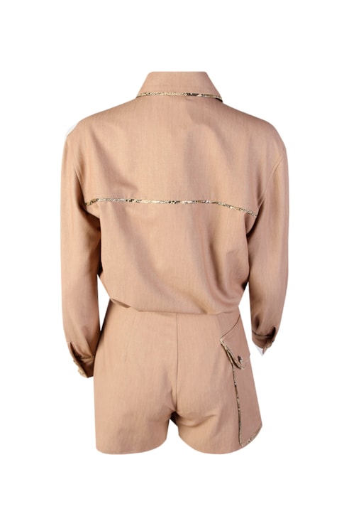 Short jumpsuit with belt
