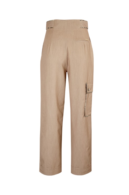 Calças chino debruabo em animal print cobra